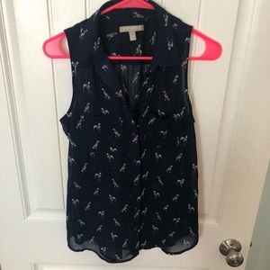 Navy sleeveless blouse
